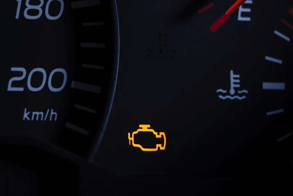 check engine light, auto repair in Centerville, OH. C's Autohaus. Check engine light illuminated on a vehicle dashboard.